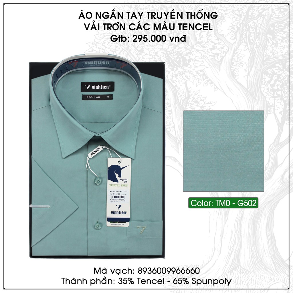Áo sơ mi nam ngắn tay trơn màu vạt bằng Vĩnh Tiến 295 | BigBuy360 - bigbuy360.vn