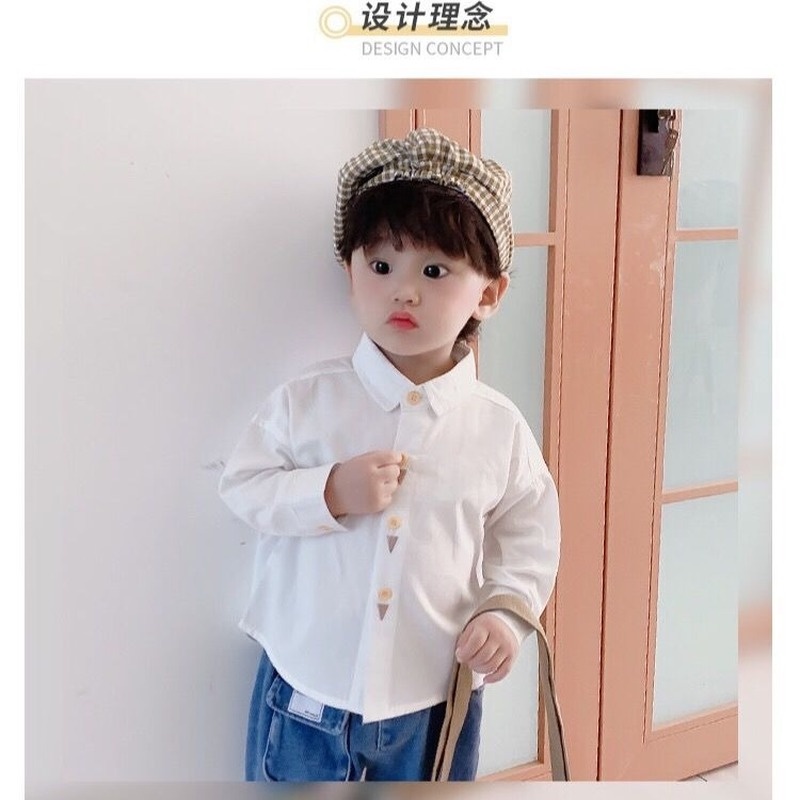 Áo Sơ Mi Cotton Tay Dài Thời Trang Xuân Thu Phong Cách Hàn Quốc Cho Bé Trai