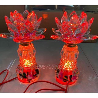 Đèn Thờ Pha Lê 62 (Cặp) Đổi Màu Tiết Kiệm Điện