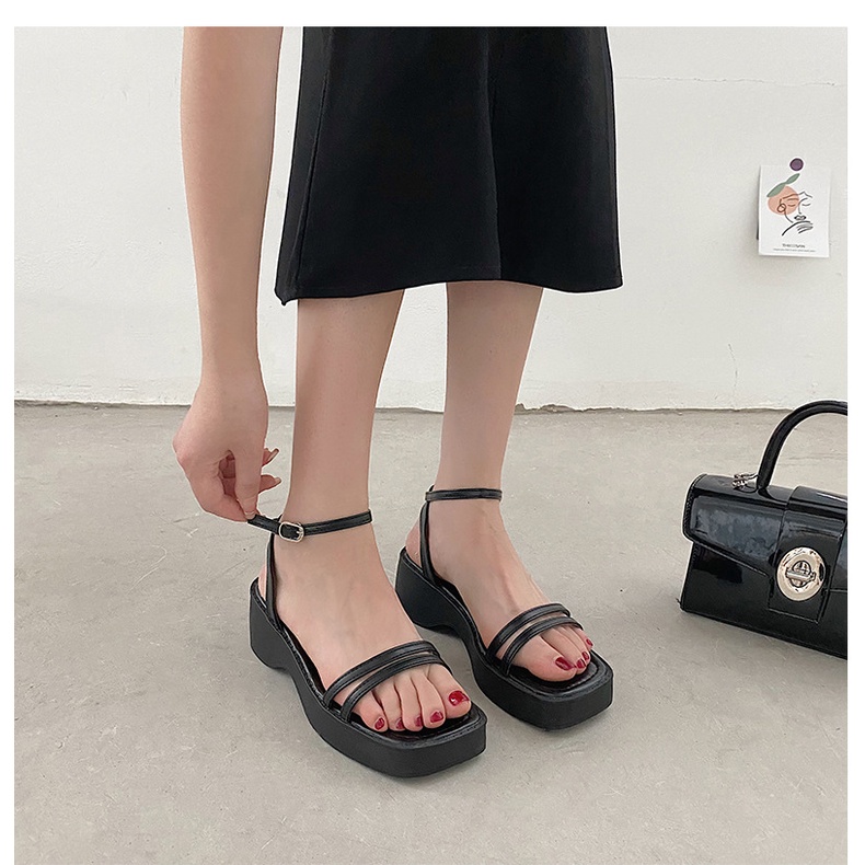 Giày sandal đế xuồng cao gót quai mảnh phong cách trẻ trung cho nữ - Mã S68