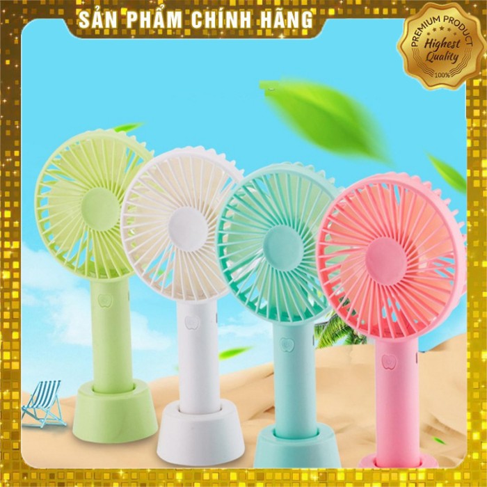 [XẢ LỖ] QUẠT MINI CẦM TAY TÍCH ĐIỆN 3 TỐC ĐỘ + PIN + CÁP SẠC + ĐẾ QUẠT