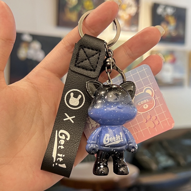 Móc Khóa Nhựa resin Họa Tiết Gấu Hoạt Hình Dễ Thương