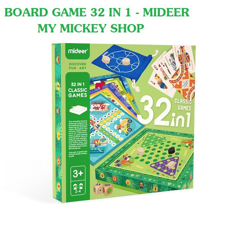 Bộ trò chơi board game 32 trong 1 chính hãng Mideer 32 in 1 classic board games