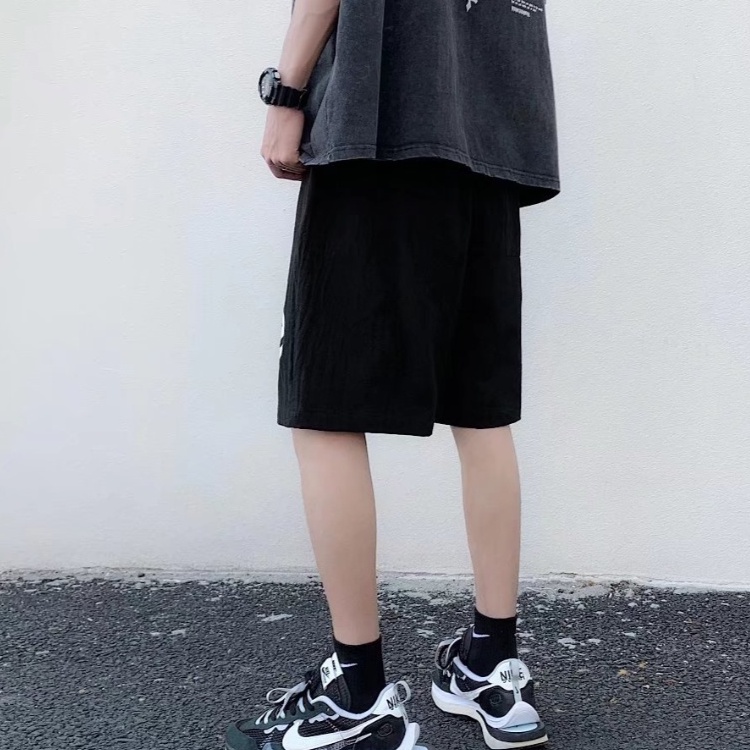 Quần Short Thể Thao Lưng Cao Ống Rộng Có Dây Rút Phong Cách Harajuku Dành Cho Nam