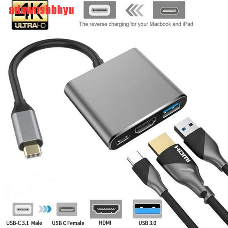 Cáp Chuyển Đổi 3 Trong 1 Usb 3.1 Sang Usb-C 3.0 Hdmi Cho Android Macbook Samsung