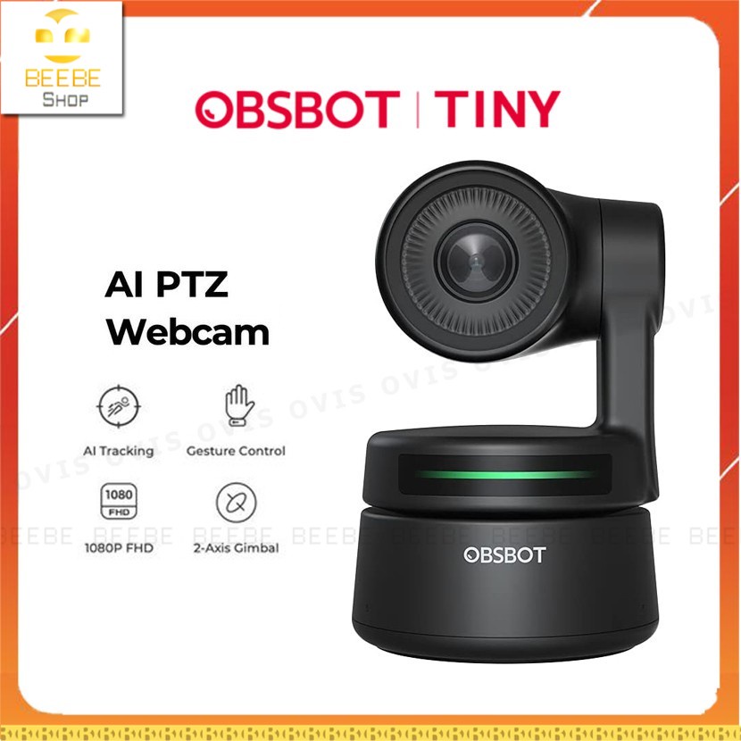 OBSBOT Tiny - Webcam PTZ Góc Rộng 90°, HD1080, Zoom 2x, Tích Hợp AI Điều Khiển Cử Chỉ Tay, Camera Auto-Tracking