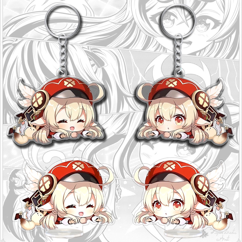 Móc khóa genshin impact 2 mặt 2 biểu cảm phụ kiện hình chibi dễ thương phụ kiện shop HM Decor