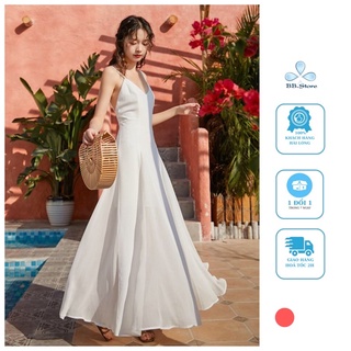 Váy maxi hai dây lưng trần sang trọng