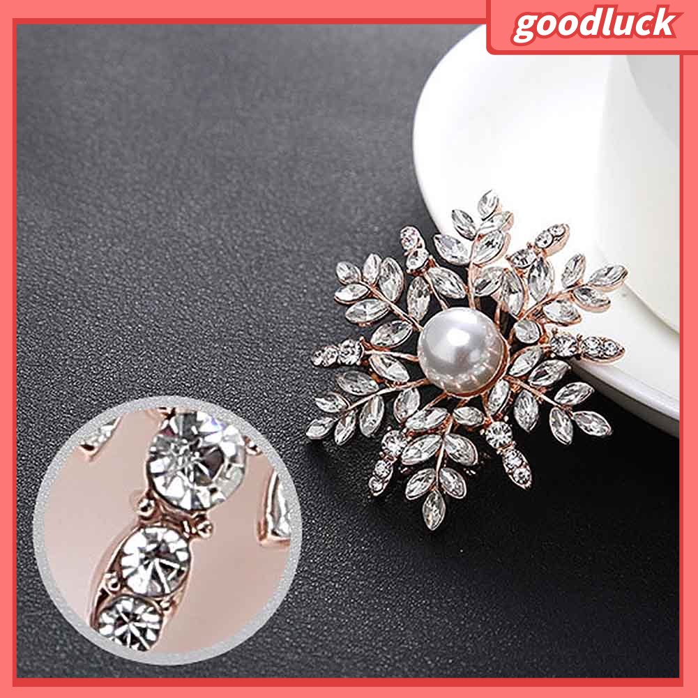 Ghim Cài Áo Hình Hoa Tuyết Đính Đá Và Ngọc Trai Giả Thời Trang Cho Nữ