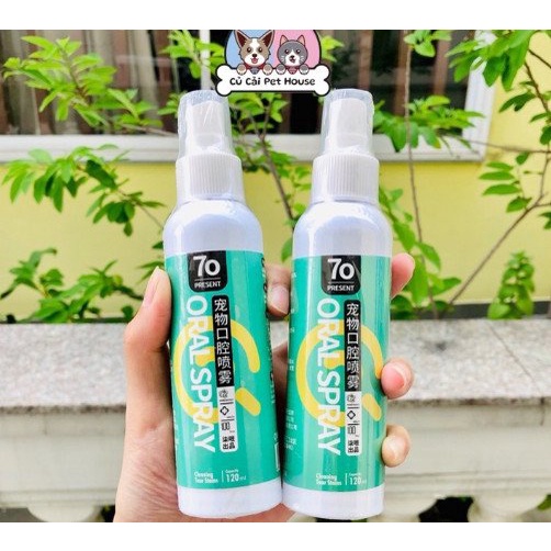 [ HỎA TỐC] Xịt Khử Mùi Răng Miệng Cho Thú Cưng 70 Present 120ml