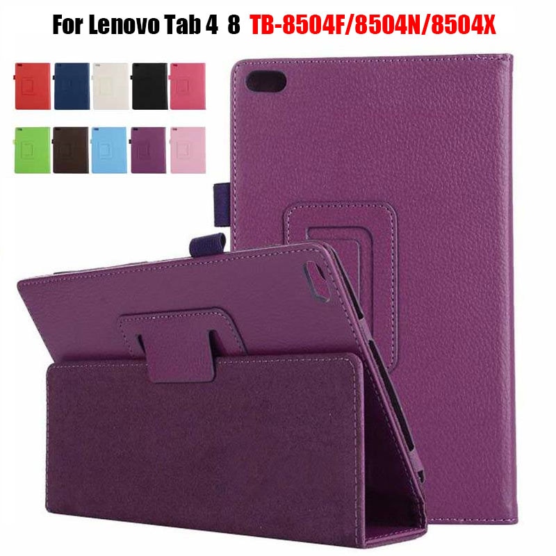 Ốp lưng Lenovo Tab 4 8 2017 TB-8504 Flip Litchi Bao da PU cho Lenovo Tab 4 8 TB-8504F TB-8504N 8504X