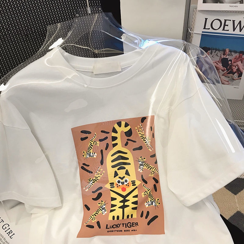 Áo Thun Tay Ngắn In Họa Tiết Phong Cách Hàn Quốc Thời Trang Xuân Hè Cho Nữ