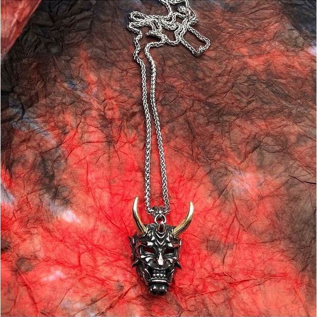 Dây Chuyền Nam Nữ Vòng Cổ Titan Loki Accessories Samurai Mặt Quỷ Cho Màu Bạc Titan Chất liệu Không Gỉ - Samurai