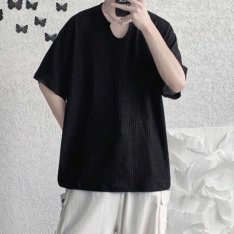 Áo thun AOKANG tay lỡ cổ chữ V sành điệu thời trang xuân hè trẻ trung dành cho nam