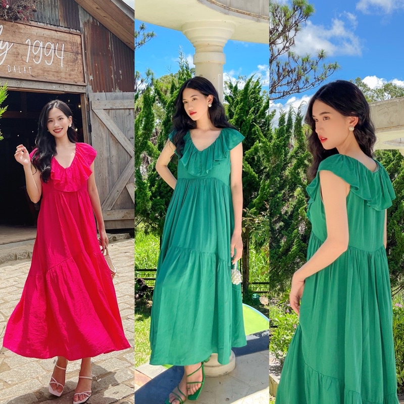 Váy Maxi Vải Đũi Mát Phom Suông Dài Che Dáng Tốt Lên Ảnh Xinh Và Nổi Bật Vô Cùng