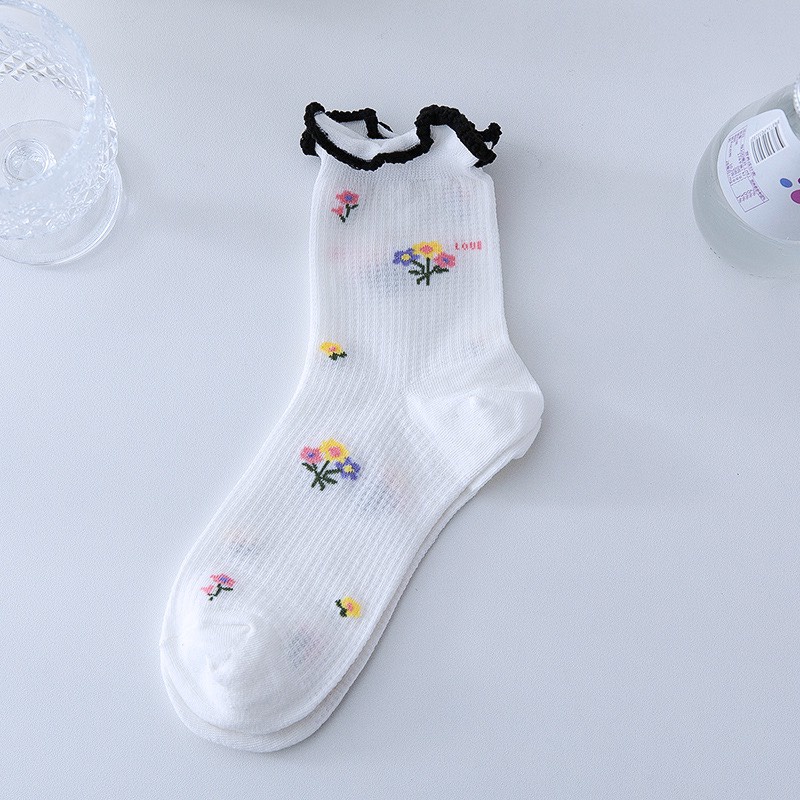 Tất nhún cổ bèo MOKANA tất cao cổ bèo dễ thương phong cách Hàn Quốc TC15