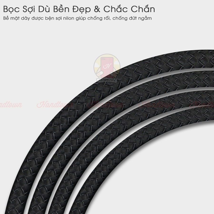 Dây Cáp Sạc Nhanh Bện Nylon Bọc Dù Cho ip/tablet táo Độ Dài 1m Hạn Chế Đứt Gập Cao Cấp Handtown