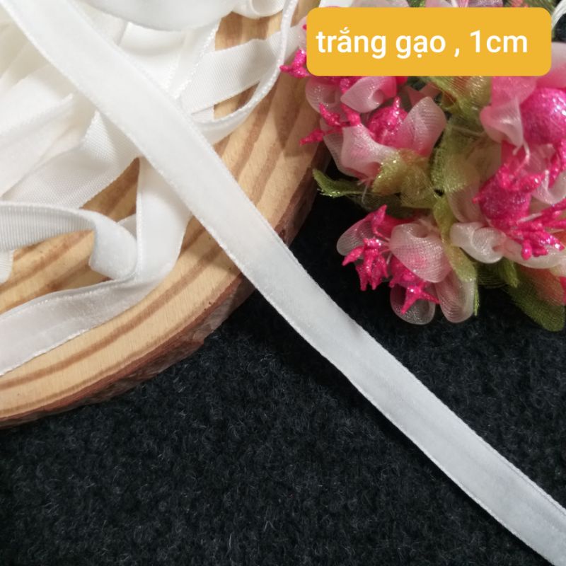 Dây ruy băng nhung ,màu trắng ,size 4MM _2CM