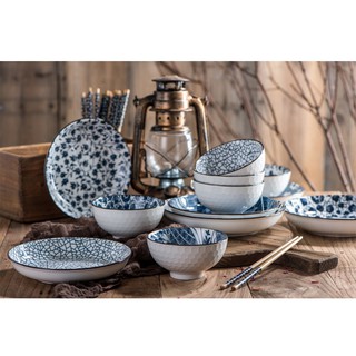 Bộ bát đĩa sứ họa tiết cổ xưa 6 món (Phong cách retro) - Iko Nhà xinh