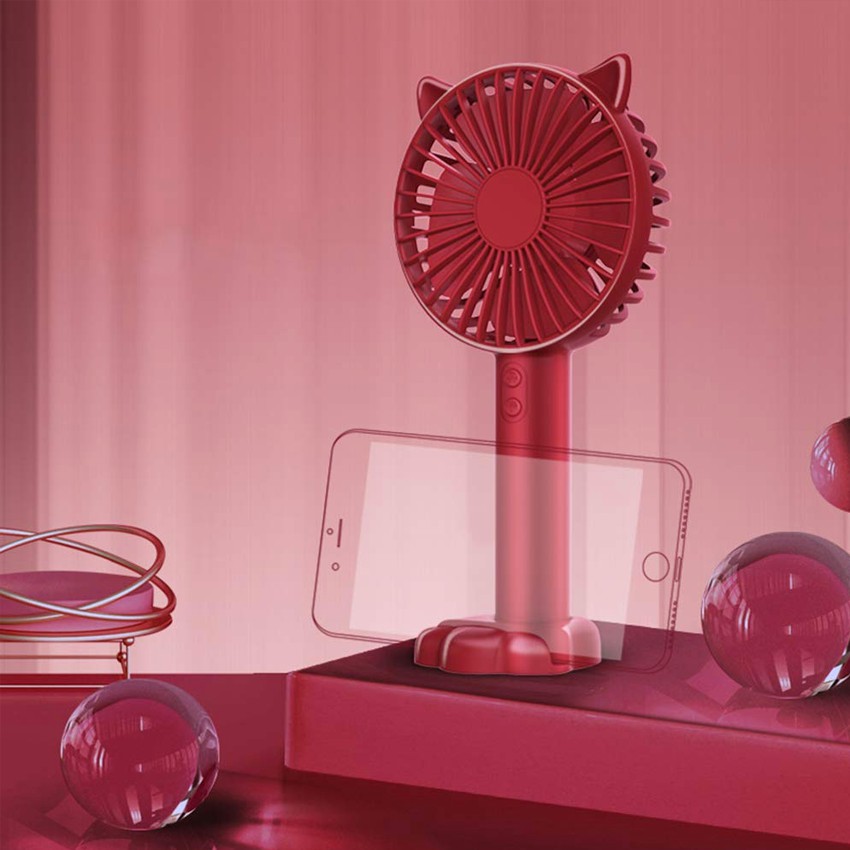 Quạt mini cầm tay tiện dụng handy fan 3 tốc độ gió tai mèo cao cấp có đèn