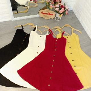 LH10 - Đầm 2 Dây Xòe Kết Nút Gỗ