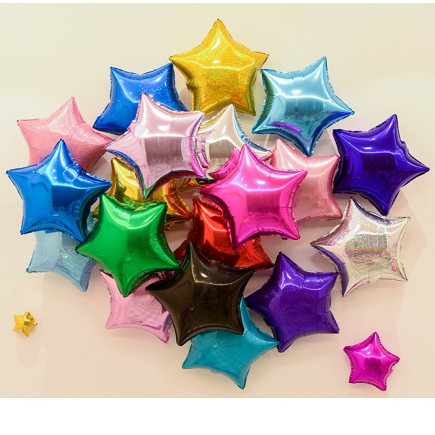Set 5 Bóng Bay Hình Trái Tim Ngôi Sao 10&quot; Trang Trí Tiệc Sinh Nhật Dễ Thương