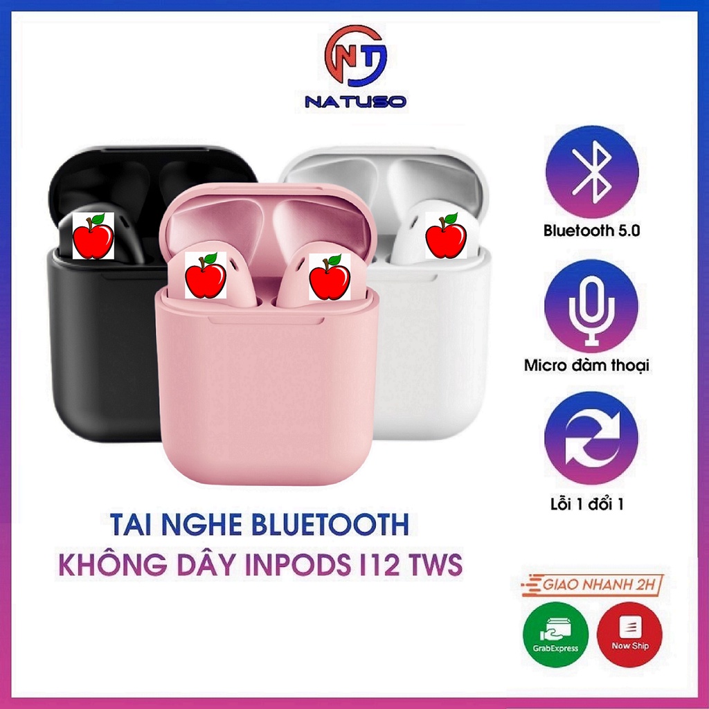 Tai nghe bluetooth không dây Inpods i12 TWS nút cảm ứng âm thanh HIFI có mic đàm thoại
