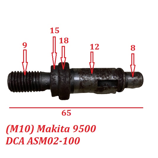 Trục cốt gắn lưỡi máy mài Makita 9500, DCA 02-100 bằng thép