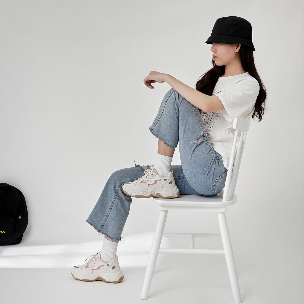 Giày Thể Thao Nữ giayBOM Phản Quang Đế Cao 4 cm Da Phối Vải Cá Tính B926 | BigBuy360 - bigbuy360.vn