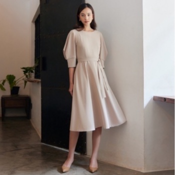 Nosbyn - Đầm Nữ Tay Phồng Xẻ Bên