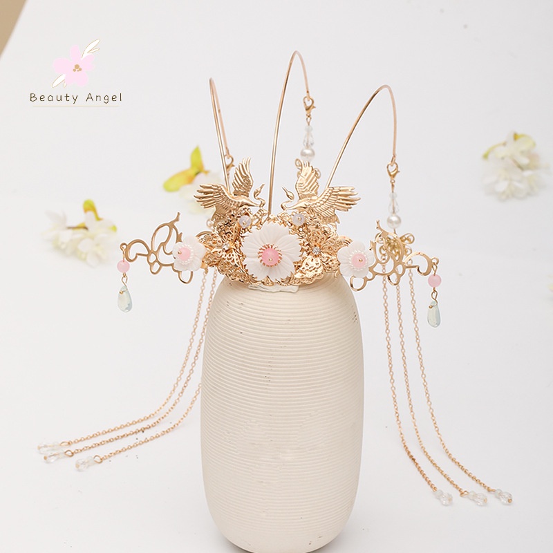 Trâm Cài Tóc Hình Chim Phượng Hoàng Phối Tua Rua Phong Cách Trung Hoa