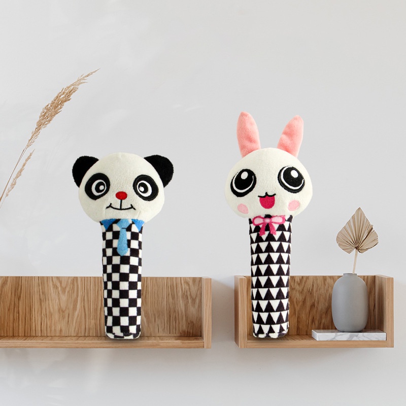 Đồ Chơi Lục Lạc Cầm Tay Màu Trắng Đen Giáo Dục Sớm Cho Bé Sơ Sinh 0 Tuổi