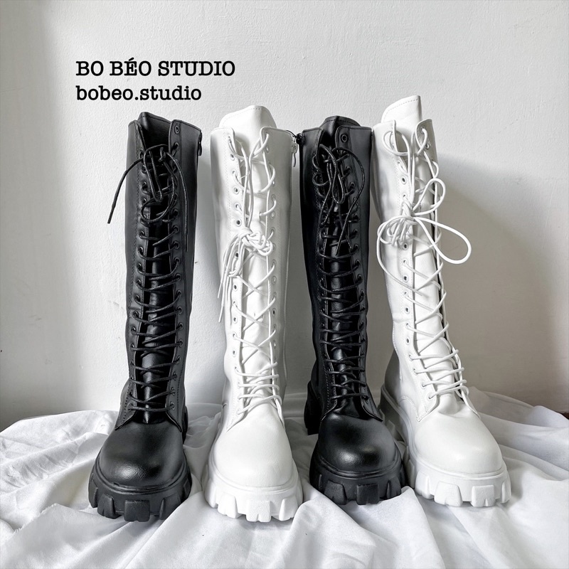 Bốt đùi ulzzang B10 đế răng cưa cao 5cm phong cách hầm hố