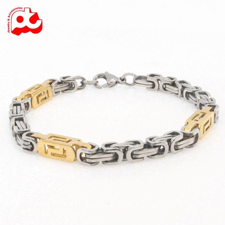 Lắc tay nam thời trang kiểu ziczac PT JEWELRY màu trắng mạ vàng cách điệu thép không gỉ PTLTNA88