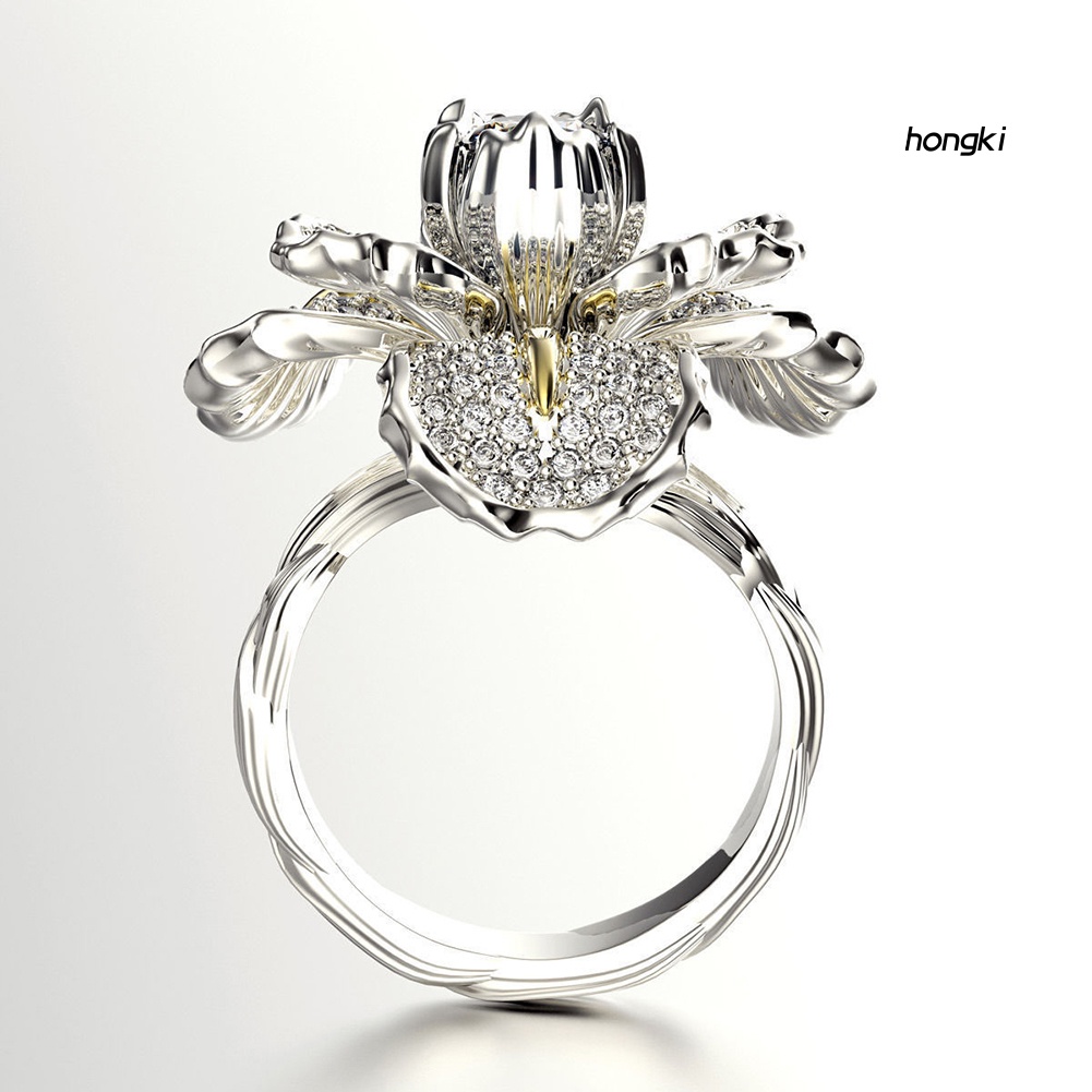 Nhẫn Đính Đá Hình Hoa Sang Trọng Cho Nữ