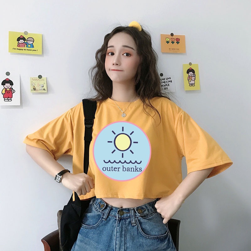Áo Thun Crotop Form Rộng Tay Ngắn Chất Cotton Mền Mại In Hình Outer Banks Ulzzang Style Hàn Quốc TTT0121