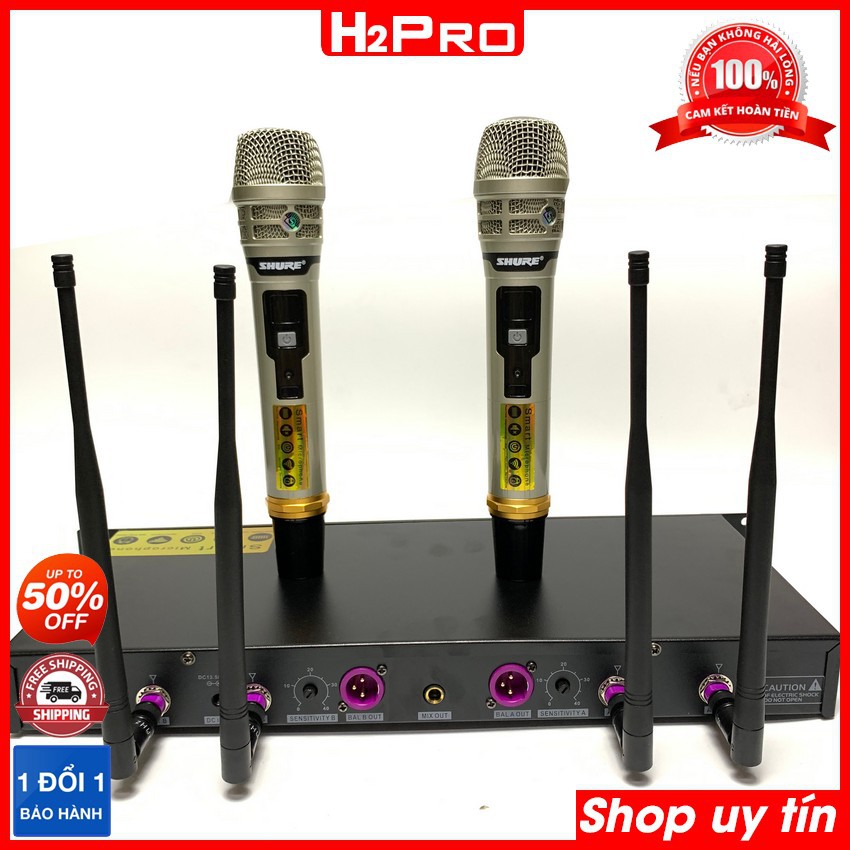 Bộ 2 Micro karaoke không dây Shure UGX 21, Micro karaoke không dây cao cấp tặng 2 chống lăn mic và 2 cặp pin giá 39K