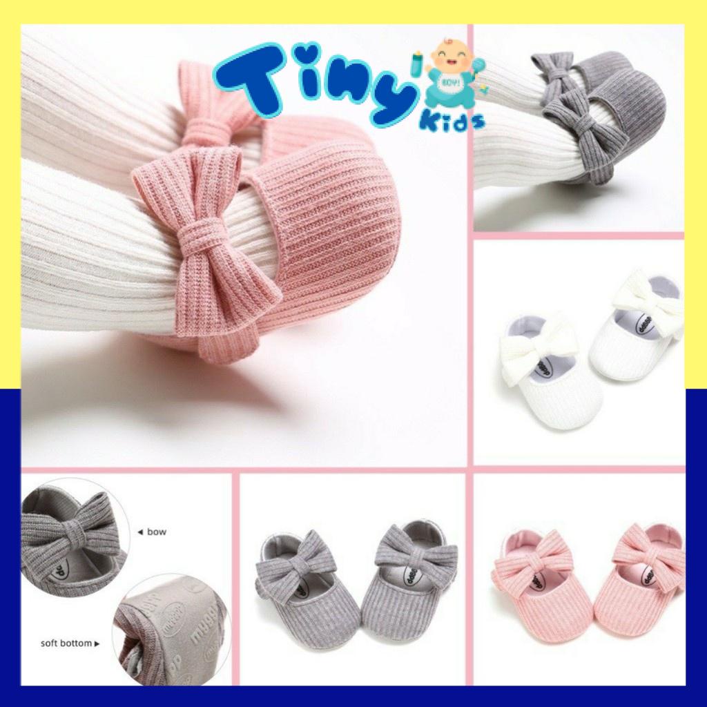 Giày Tập Đi Cho Bé Gái Có Đế Chống Trượt Đính Nơ Xinh Xắn Hàng Đẹp Loại 1 - Tiny Kids