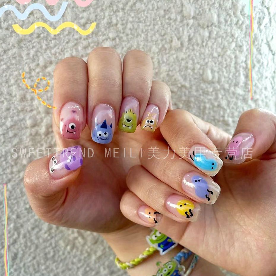 Miếng dán trang trí móng tay STZPRONAIL hình quái vật ba mắt nhỏ dễ thương ngộ nghĩnh