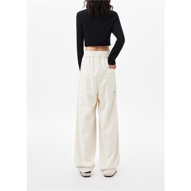 Quần dài thể thao ống rộng dáng suông in sọc caro thời trang hiphop đường phố retro Mỹ mùa xuân thu cho nam nữ