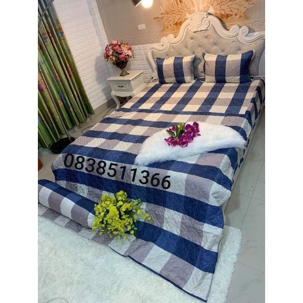 Trọn bộ 5 món ga phủ trần bông, ga trần bông dày dặn, chắc chắn.