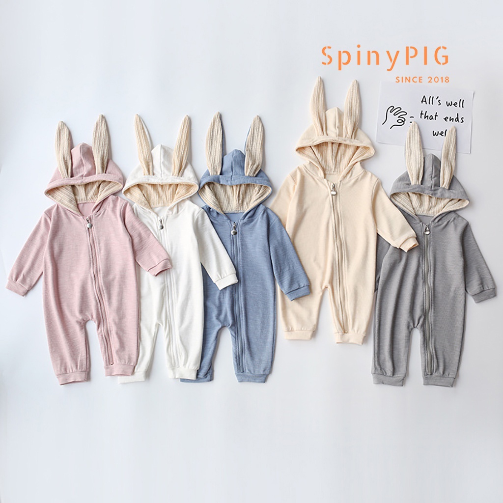 Bộ body cho bé sơ sinh 0-2 tuổi mũ tai thỏ style Hàn Quốc cho bé gái bé trai mùa đông