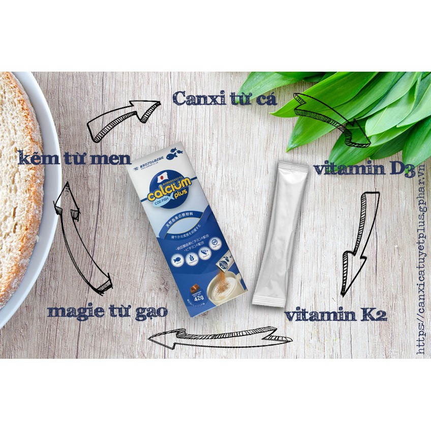 CALCIUM COD FISH PLUS (HỘP 14 GÓI) HÀNG NHẬP KHẨU- Canxi Cá Tuyết.