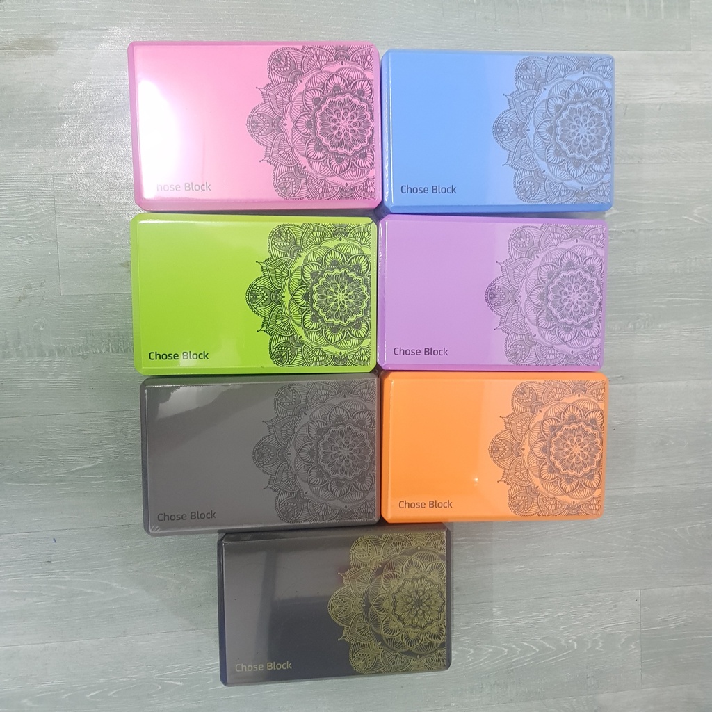 Gạch tập Yoga cao cấp EVA 220g, block tập yoga hoa văn mới