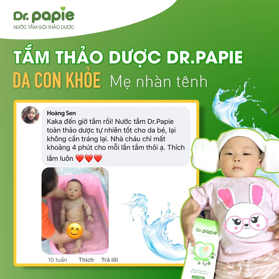 Nước tắm gội thảo dược cao cấp Dr Papie 230ml cho bé