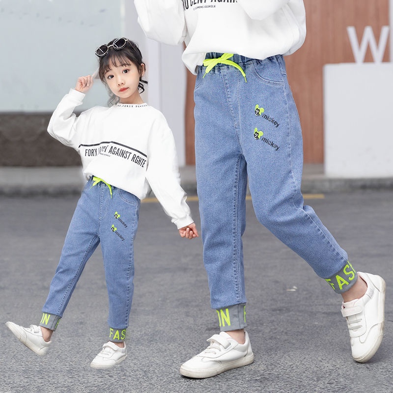 Quần Jeans Dây Rút Phong Cách Mới 2022 Cho Bé Gái