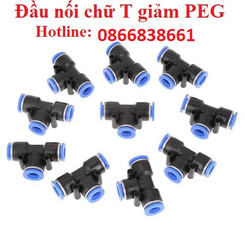 |HÀNG XỊN| Đầu nối PEG chữ T giảm, T thu, T chuyển đổi kích thước ống khí nén, phun sương, chịu được áp suất cao, giá sỉ