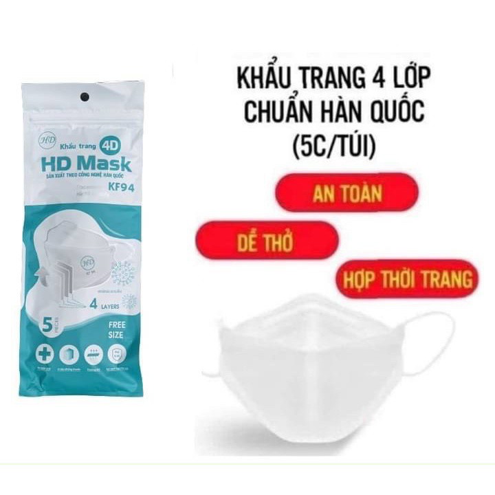 Khẩu trang KF94 kháng khuẩn cho người lớn phong cách Hàn Quốc