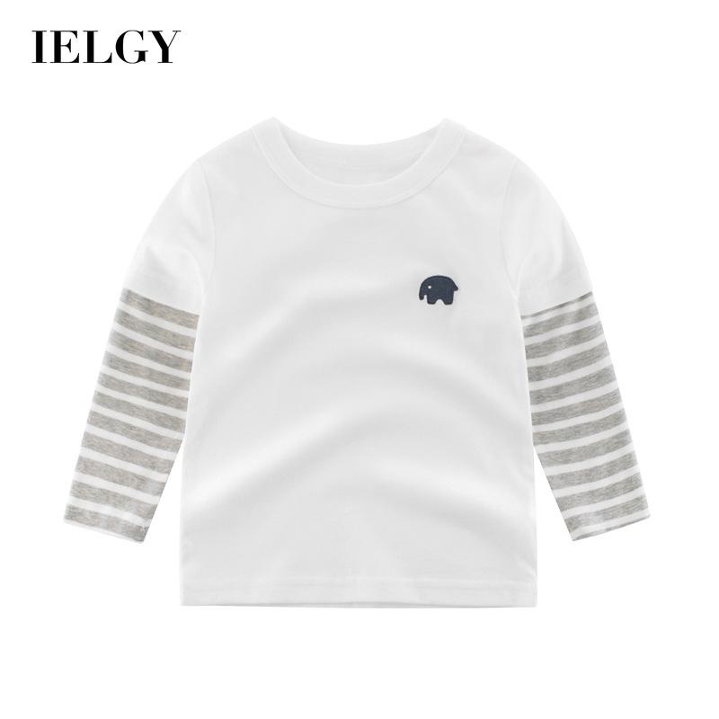 Áo thun IELGY chất liệu cotton tay dài phối màu phong cách Hàn Quốc