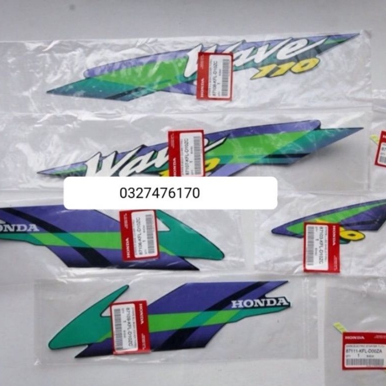 Bộ tem dán xe Wave thái 110 màu xanh nhớt zin honda